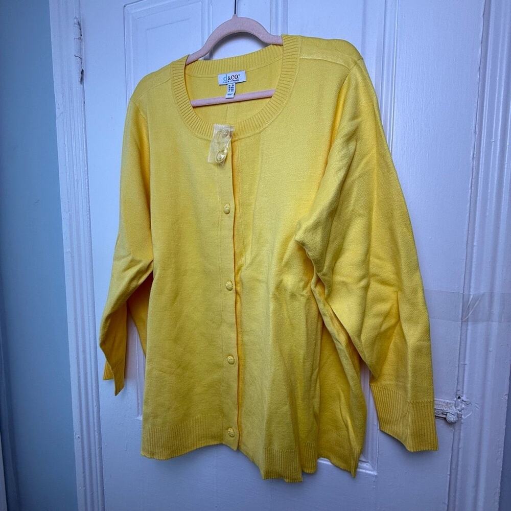 Denim & Co. Cardigan Women's 3X Canary Yellow Long Sleeve Button Front NWOT